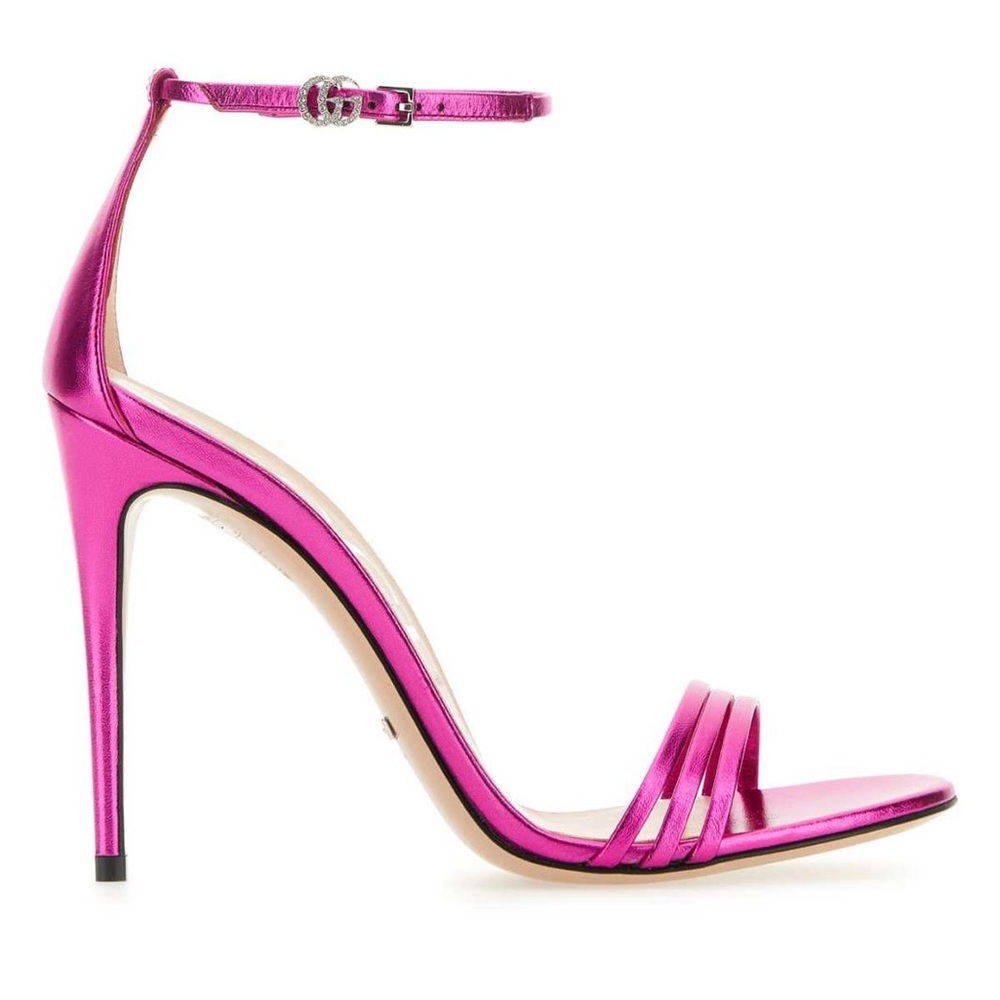Gucci Ankle-Strap Heel Sandals in Fuxia
